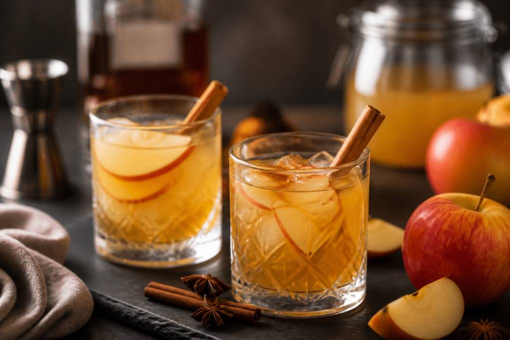 Apple cider and cinnamon whiskey cocktail recipes